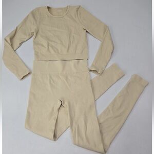 Adanola Ribbed Set Leggings And Long Sleeve Top Size L Womens READ